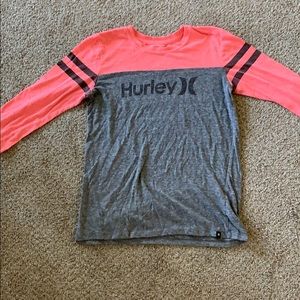 women’s pink and gray hurley 3/4 sleeve